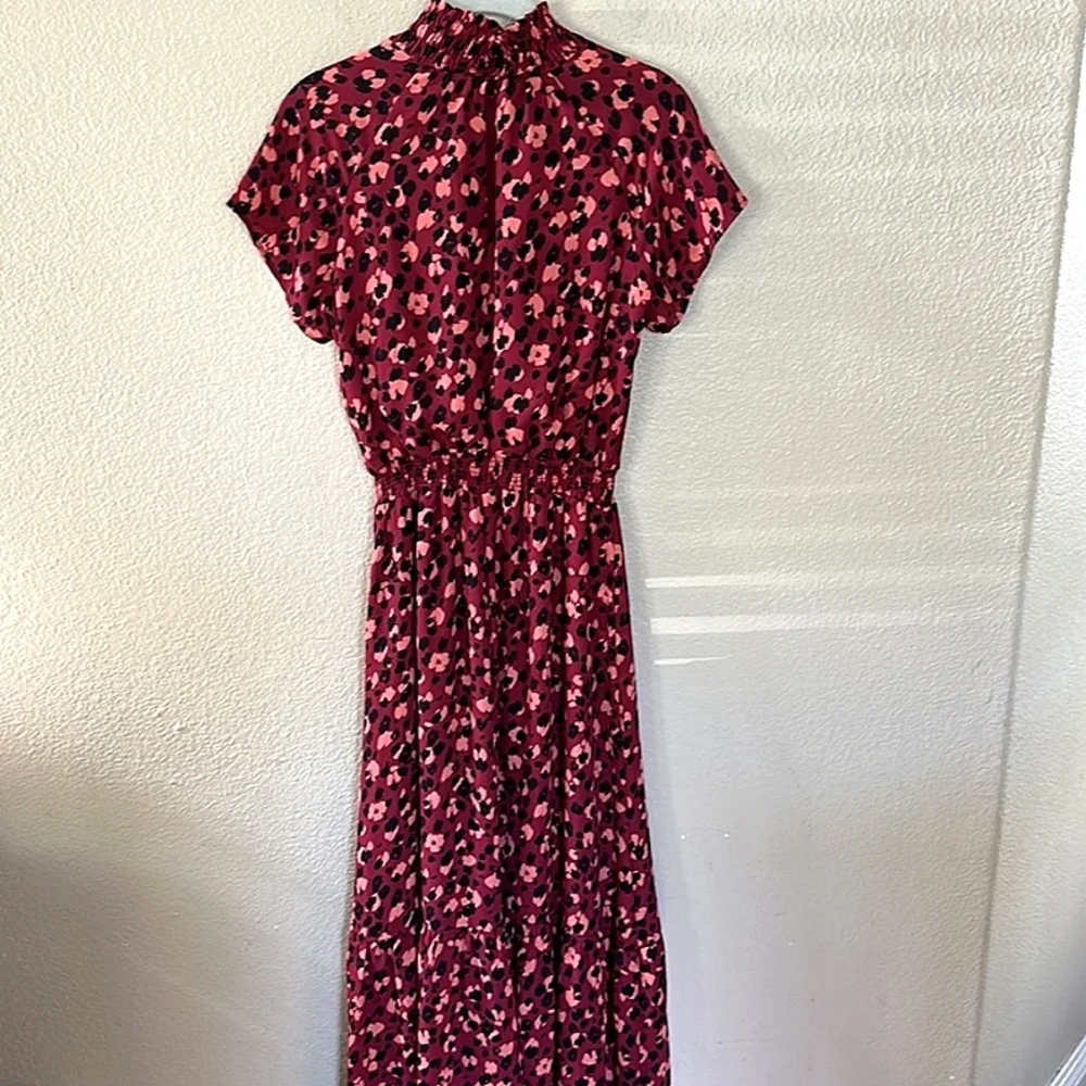 Gibson X City Safarai Jaime Shrayber Smocked Maxi Dress Ditsy Cheetah Size PXS - Picture 1 of 5